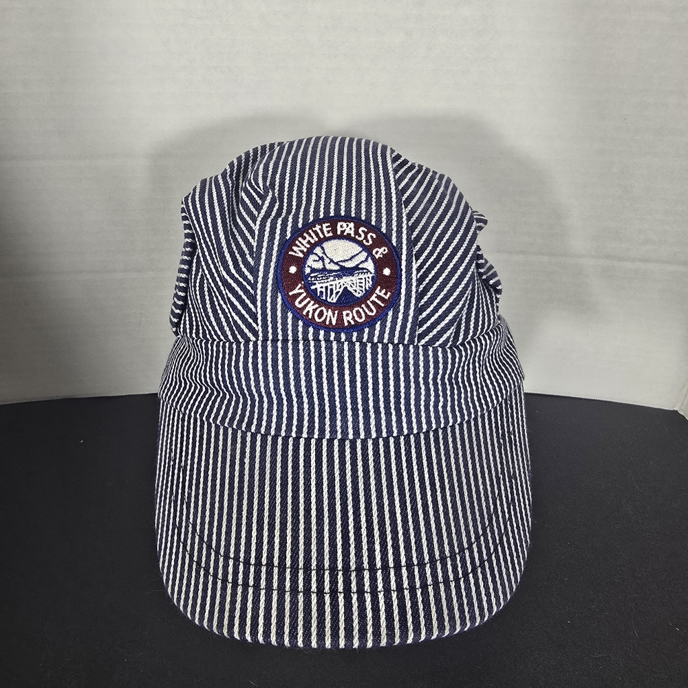 Vintage Skagway Alaska Pinstripe Hook Loop Children Youth Hat Cap Lil Engineer
